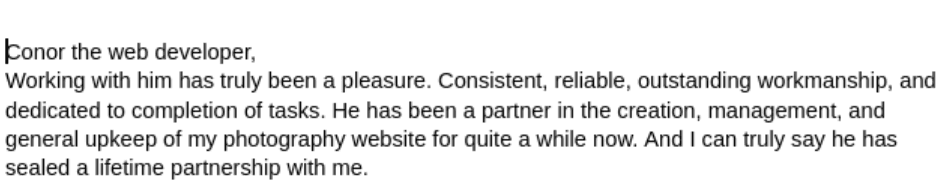 Josiah Testimonial